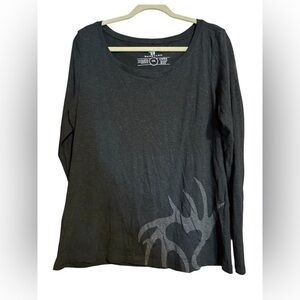 Boneyard scoop neck Charcoal Gray Long Sleeve Tee ladies xxl 2x hunting outdoors